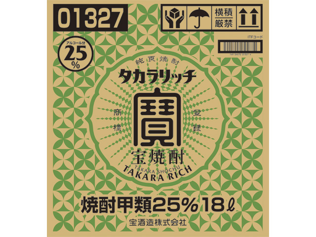 宝焼酎「タカラリッチ」２５°１８Ｌチア－テナー／業務用｜酒類・飲料 